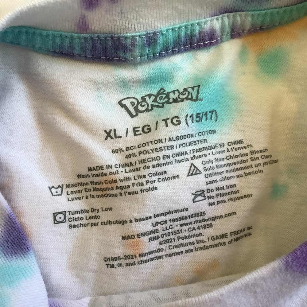 Juniors size XL Pokemon Characters Tie Dye Boxy Cut T-Shirt - Picture 12 of 12